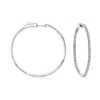 Ross-simons Diamond Inside-outside Hoop Earrings In Sterling Silver In White