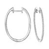 Ross-simons Diamond Inside-outside Hoop Earrings In Sterling Silver In White