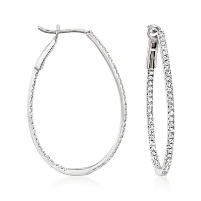 Ross-simons Diamond Inside-outside Oval Hoop Earrings In 14kt White Gold
