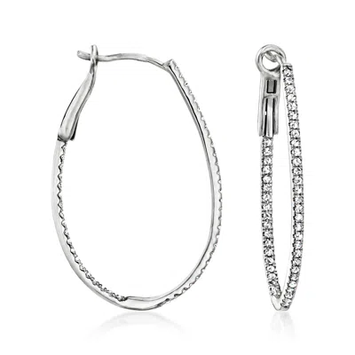 ROSS-SIMONS DIAMOND INSIDE-OUTSIDE OVAL HOOP EARRINGS IN 14KT WHITE GOLD
