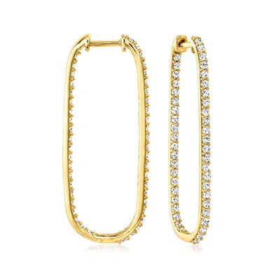 Ross-simons Diamond Inside-outside Paper Clip Link Hoop Earrings In 14kt Yellow Gold In White
