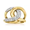 Ross-simons Diamond Interlocking Ring In 14kt Yellow Gold In White