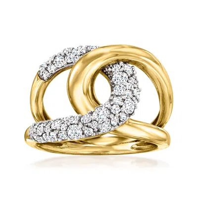 Ross-simons Diamond Interlocking Ring In 14kt Yellow Gold In White
