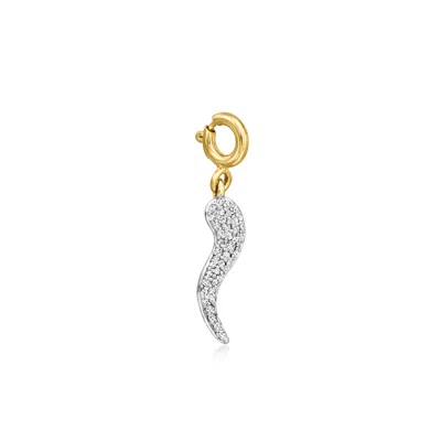 Ross-simons Diamond Italian Horn Charm In 18kt Gold Over Sterling In Metallic