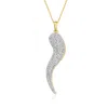 Ross-simons Pave Diamond Italian Horn Pendant Necklace In 18kt Gold Over Sterling