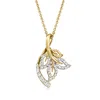 Ross-simons Diamond Ivy Leaf Pendant Necklace In 14kt Yellow Gold In Multi