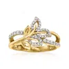 Ross-simons Diamond Ivy Leaf Ring In 14kt Yellow Gold In White