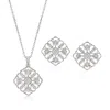 Ross-simons Diamond Jewelry Set: Geometric Floral Pendant Necklace And Earrings In Sterling Silver In Multi