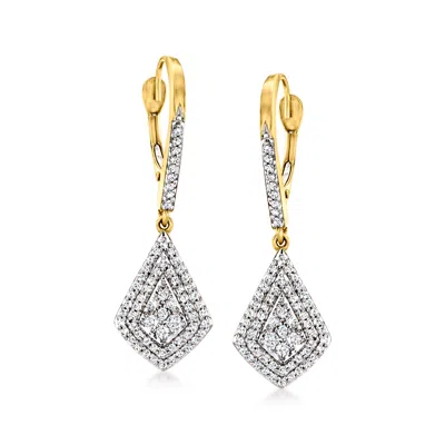 Ross-simons Diamond Kite-shaped Drop Earrings In 14kt Yellow Gold In White