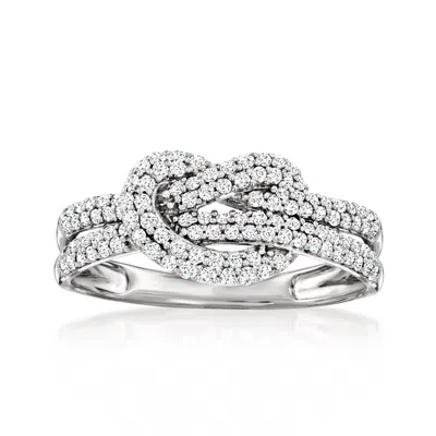Ross-simons Diamond Knot Ring In Sterling Silver In White