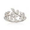 Ross-simons Diamond Laurel Leaf Bypass Ring In Sterling Silver In White