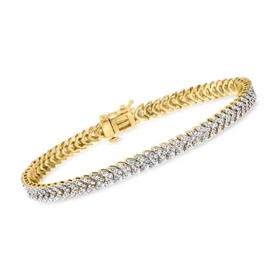 Ross-simons Diamond Leaf Bracelet In 18kt Gold Over Sterling In Multi