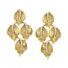 Ross-simons Diamond Leaf Drop Earrings In 18kt Gold Over Sterling In Gold