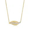 Ross-simons Diamond Leaf Necklace In 18kt Gold Over Sterling In Multi