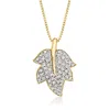 Ross-simons Diamond Leaf Pendant Necklace In 18kt Gold Over Sterling In Multi