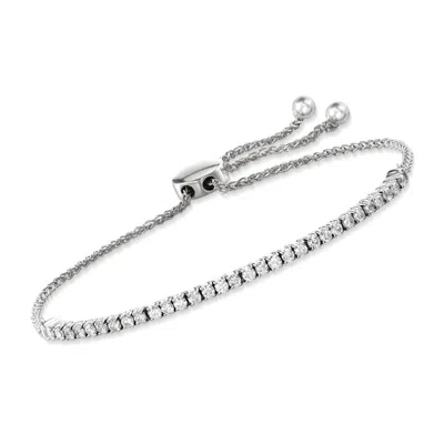 Ross-simons Diamond Line Bolo Bracelet In 14kt White Gold