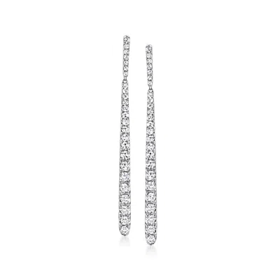 Ross-simons Diamond Linear Drop Earrings In 14kt White Gold In Silver