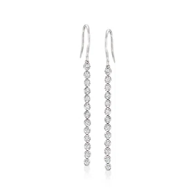 Ross-simons Diamond Linear Drop Earrings In Sterling Silver In White