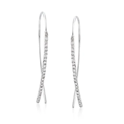 Ross-simons Diamond Linear Wire Threader Earrings In 14kt White Gold