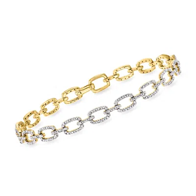 Ross-simons Diamond Link Bracelet In 18kt Gold Over Sterling In Multi