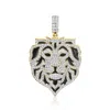 Ross-simons Diamond Lion Pendant With Black Enamel In Sterling Silver And 18kt Gold Over Sterling In Multi