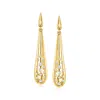 Ross-simons Diamond Long Drop Earrings In 18kt Yellow Gold In White