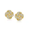 ROSS-SIMONS DIAMOND LOVE KNOT EARRINGS IN 18KT GOLD OVER STERLING