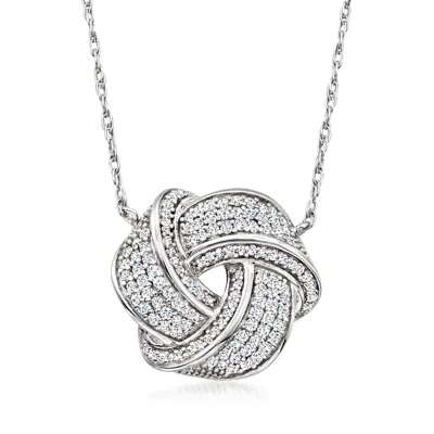 Ross-simons Diamond Love Knot Necklace In Sterling Silver In Multi