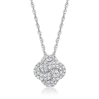 Ross-simons Diamond Love Knot Pendant Necklace In Sterling Silver In Multi