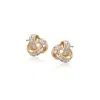 Ross-simons Diamond Love Knot Stud Earrings In 14kt Yellow Gold In White