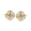 Ross-simons Diamond Love Knot Stud Earrings In 14kt Yellow Gold In White