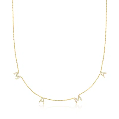 Ross-simons Diamond "mama" Station Necklace In 18kt Gold Over Sterling In Multi