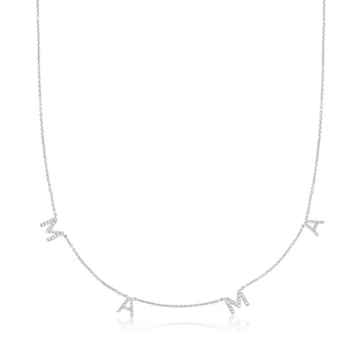 Ross-simons Diamond "mama" Station Necklace In Sterling Silver In Metallic