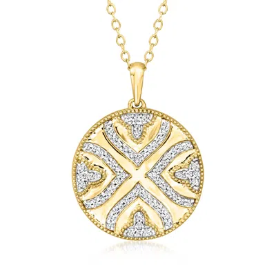 ROSS-SIMONS DIAMOND MEDALLION PENDANT NECKLACE IN 18KT GOLD OVER STERLING