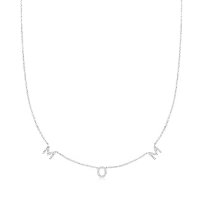 Ross-simons Diamond "mom" Station Necklace In Sterling Silver In Multi