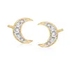 Ross-simons Diamond Moon Stud Earrings In 18kt Gold Over Sterling In White