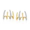Ross-simons Diamond Multi-hoop Earrings In 14kt Yellow Gold In White