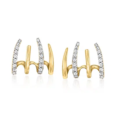 Ross-simons Diamond Multi-hoop Earrings In 14kt Yellow Gold In White