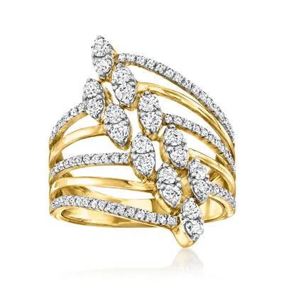Ross-simons Diamond Multi-row Navette Ring In 18kt Gold Over Sterling In White