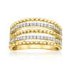 Ross-simons Diamond Multi-row Ring In 18kt Gold Over Sterling