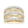 Ross-simons Diamond Multi-row Ring In 18kt Gold Over Sterling In White
