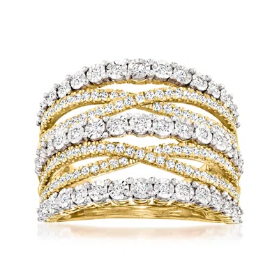 Ross-simons Diamond Multi-row Ring In 18kt Gold Over Sterling In White