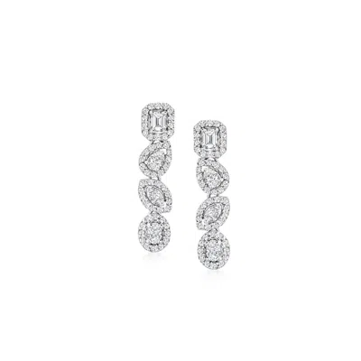 Ross-simons Diamond Multi-shaped Drop Earrings In 14kt White Gold