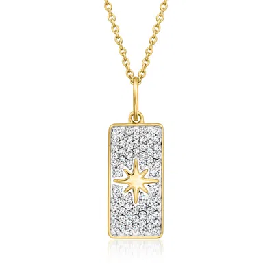 Ross-simons Diamond North Star Bar Pendant Necklace In 18kt Gold Over Sterling