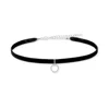 Ross-simons Diamond Open-circle Choker Necklace With Black Velvet Cord In Sterling Silver In Multi