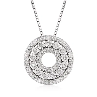 Ross-simons Diamond Open-circle Pendant Necklace In Sterling Silver In Multi