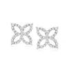 Ross-simons Diamond Open-space Flower Earrings In Sterling Silver In White
