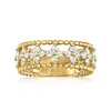 Ross-simons Diamond Open-space Flower Ring In 14kt Yellow Gold In White