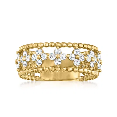 Ross-simons Diamond Open-space Flower Ring In 14kt Yellow Gold In White