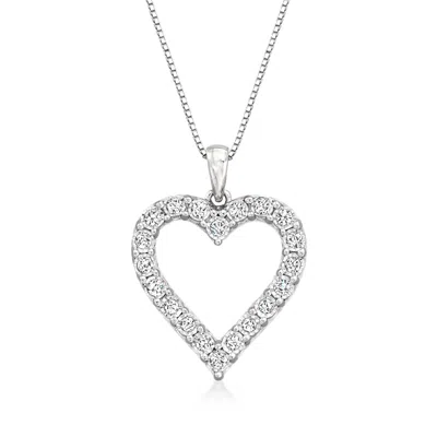 Ross-simons Diamond Open-space Heart Pendant Necklace In Sterling Silver In Multi
